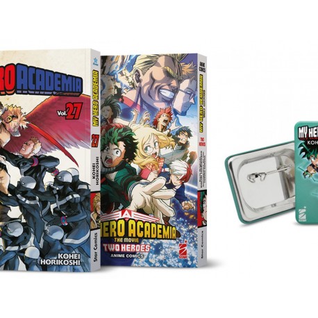 PACK MY HERO ACADEMIA 27 + ANIME BOOK TWO HEROES + GADGET n. 1