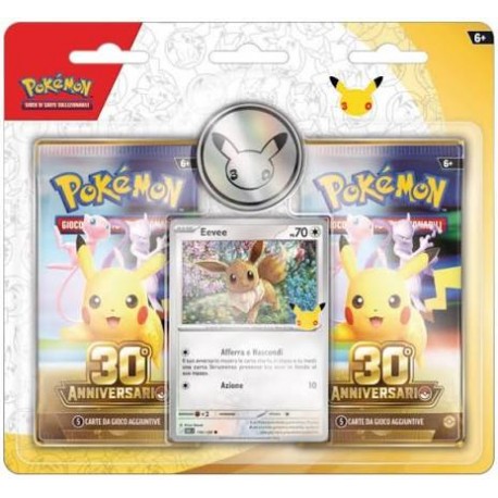 POKEMON 30 ANNIVERSARIO BLISTER 2 BUSTE CON EEVEE POKEMON